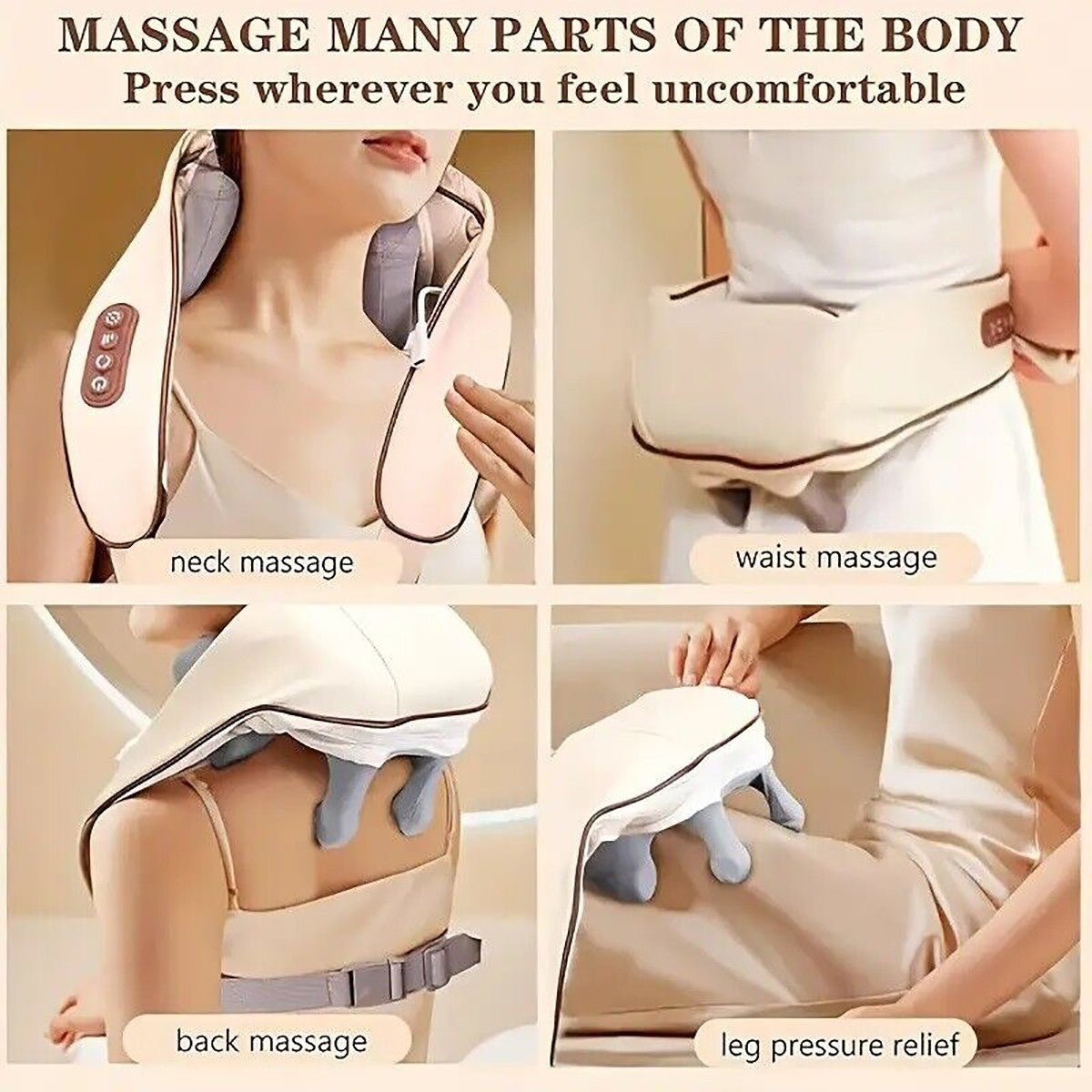MASSAGGIATORE SHIATSU CERVICALE COLLO GAMBE GLUTEI SCHIENA RICARICABILE FZ-666