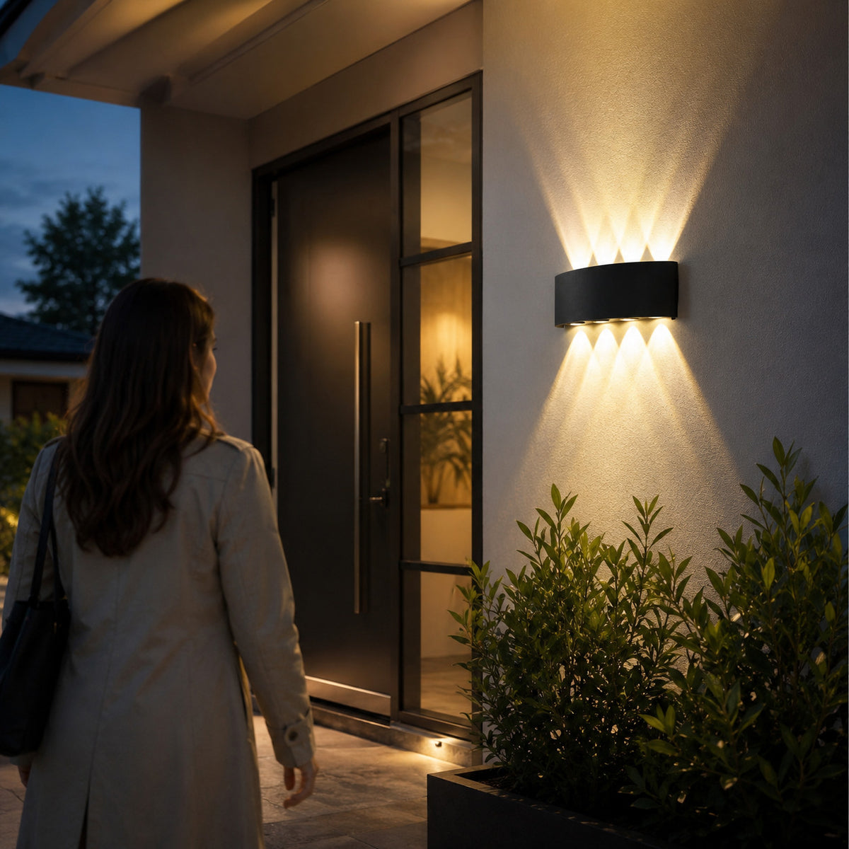 APPLIQUE LED 20W ESTERNO LAMPADA PARETE NERA IP65 3000K 4000K 6000K ET-31678
