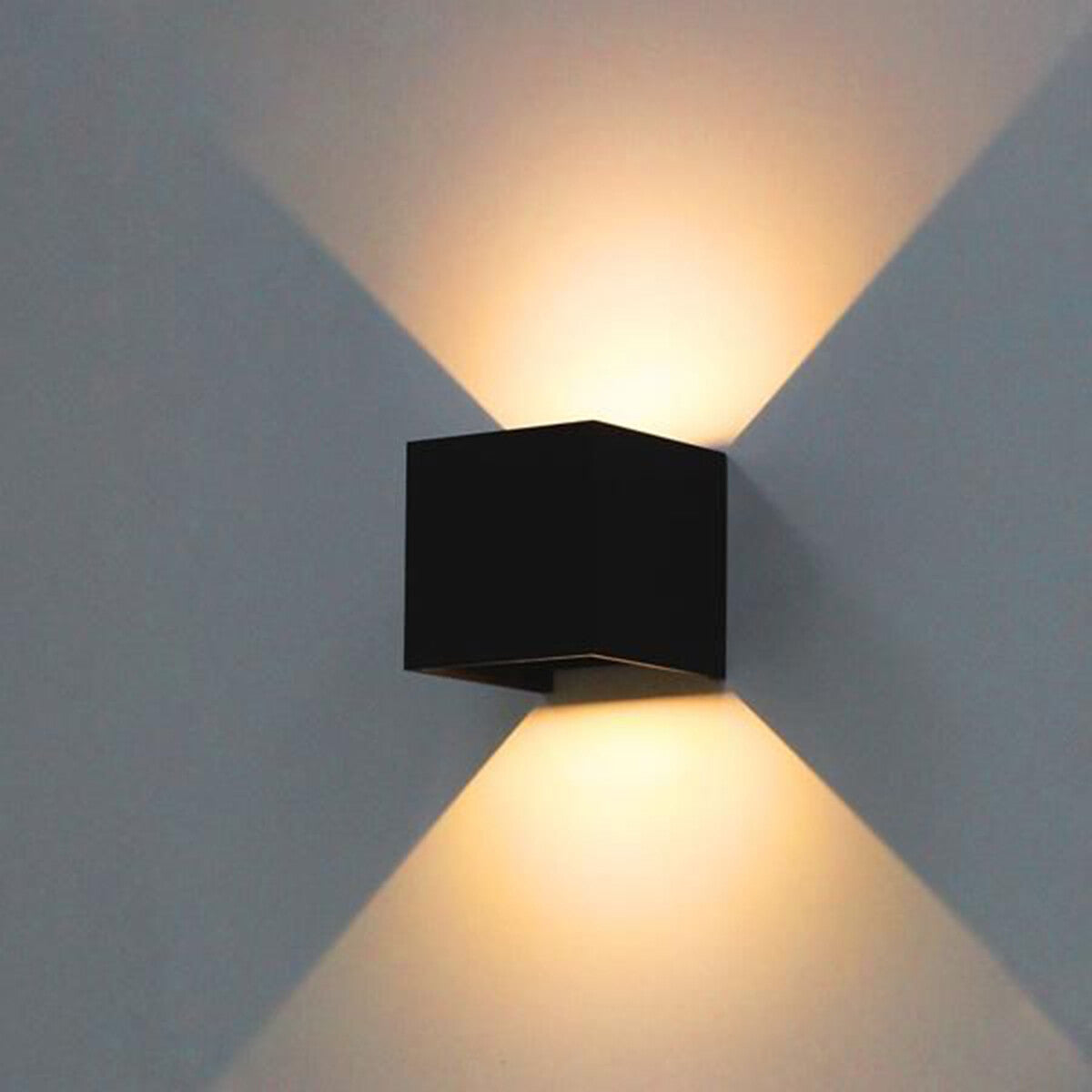 APPLIQUE NERO CUBO LED 10W FARETTO LAMPADA PARETE MURO LUCE CALDO 3000K