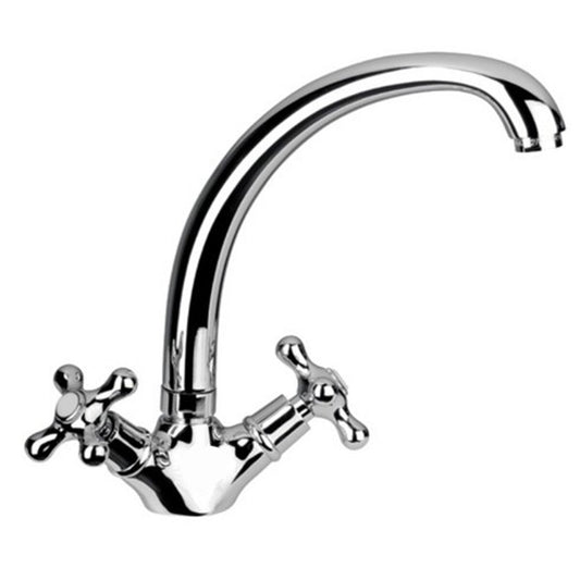 ROBINET LAVABO SALLE DE BAIN HAUT BEC STYLE ANCIEN MITIGEUR ÉVIER CHROMÉ 91