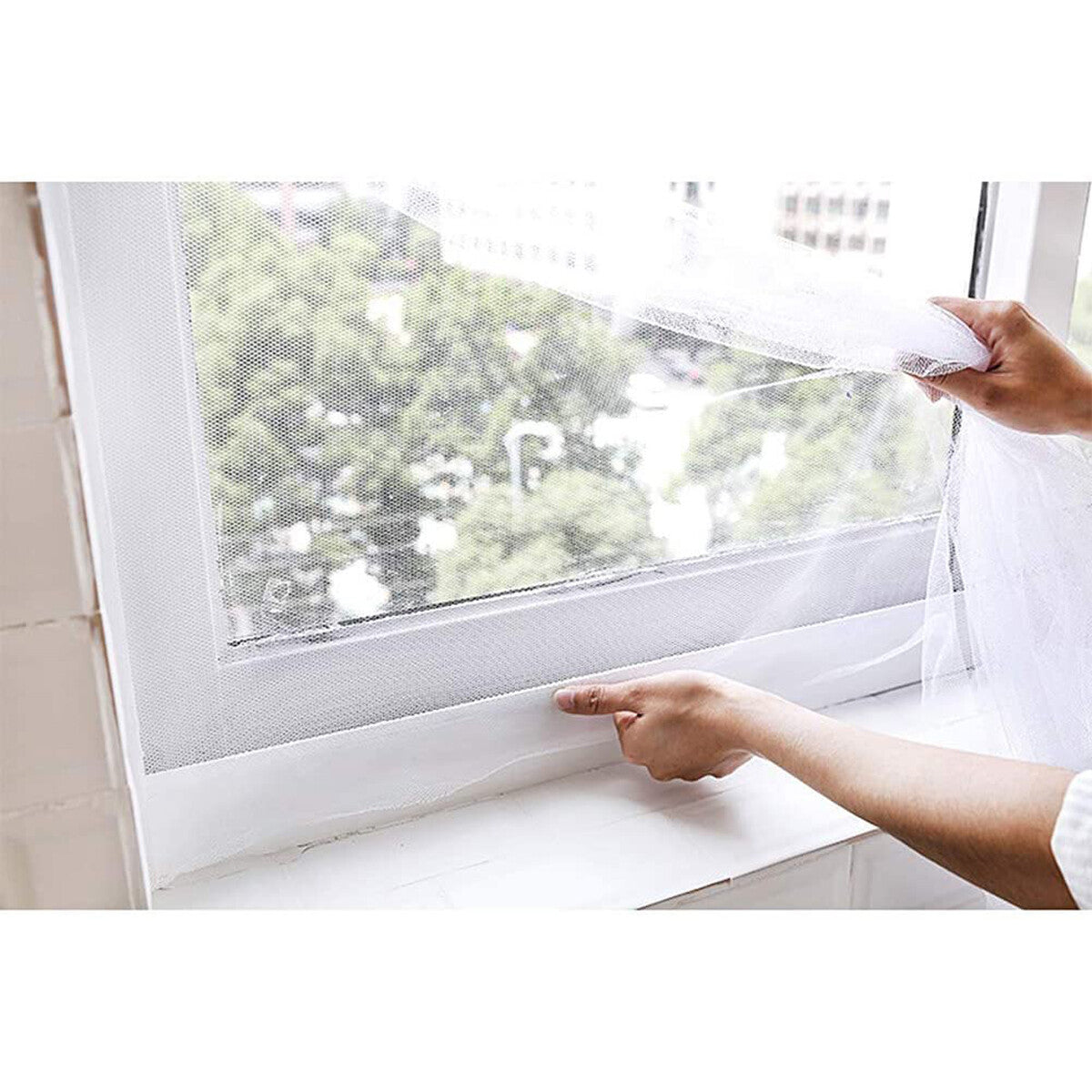 MOUSTIQUAIRE DE FENÊTRE ADHÉSIVE TISSU ANTI-MOUSTIQUES INSECTES BLANC 130x150CM