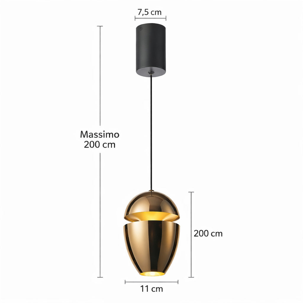 LAMPADA SOSPENSIONE LED 10W REGOLABILE 3 COLORI 3000K 4000K 6000K 480LM LP007