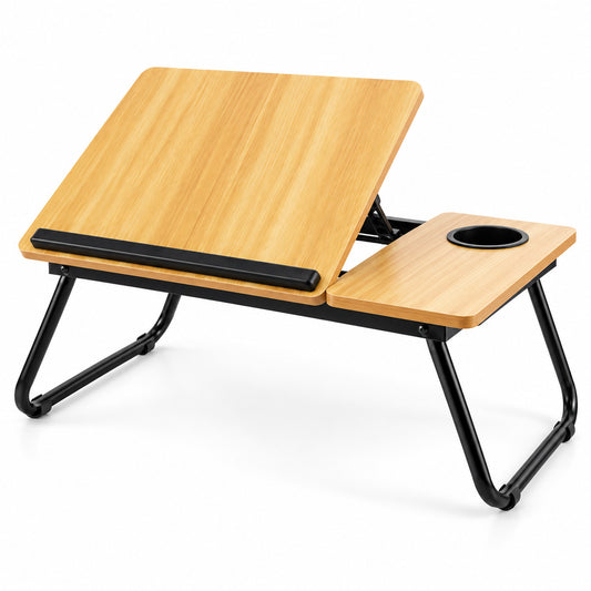 TAVOLINO LETTO PC LAPTOP PIEGHEVOLE PORTA BICCHIERE LEGNO CHIARO DIVANO 31196