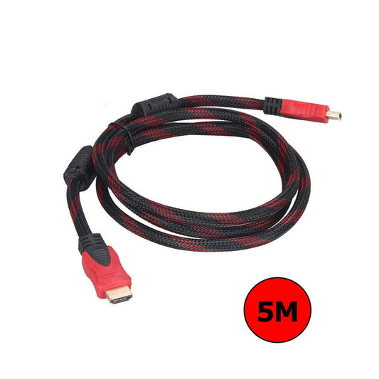 CÂBLE HDMI 1.4V 5 M MÈTRES 24K VERSION HDTV FULLHD HD 3D 1080p 10.2Gbps BLU-RAY