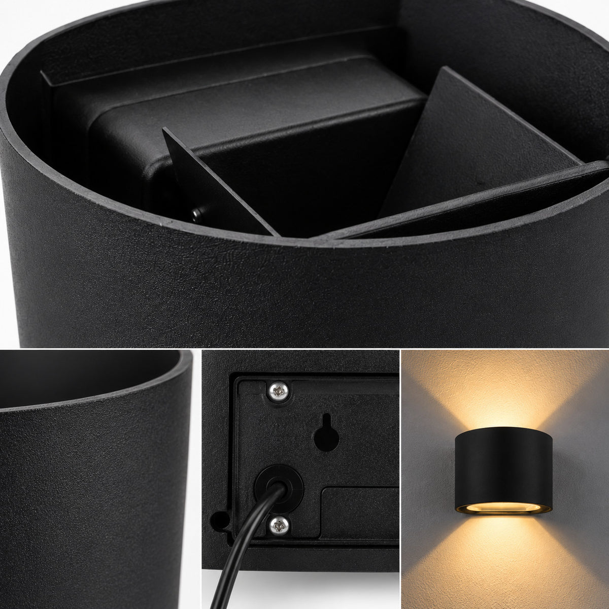 APPLIQUE LED 12W 3CCT NERA IP65 LAMPADA PARETE 3000K 4000K 6000K ESTERNO ET31684