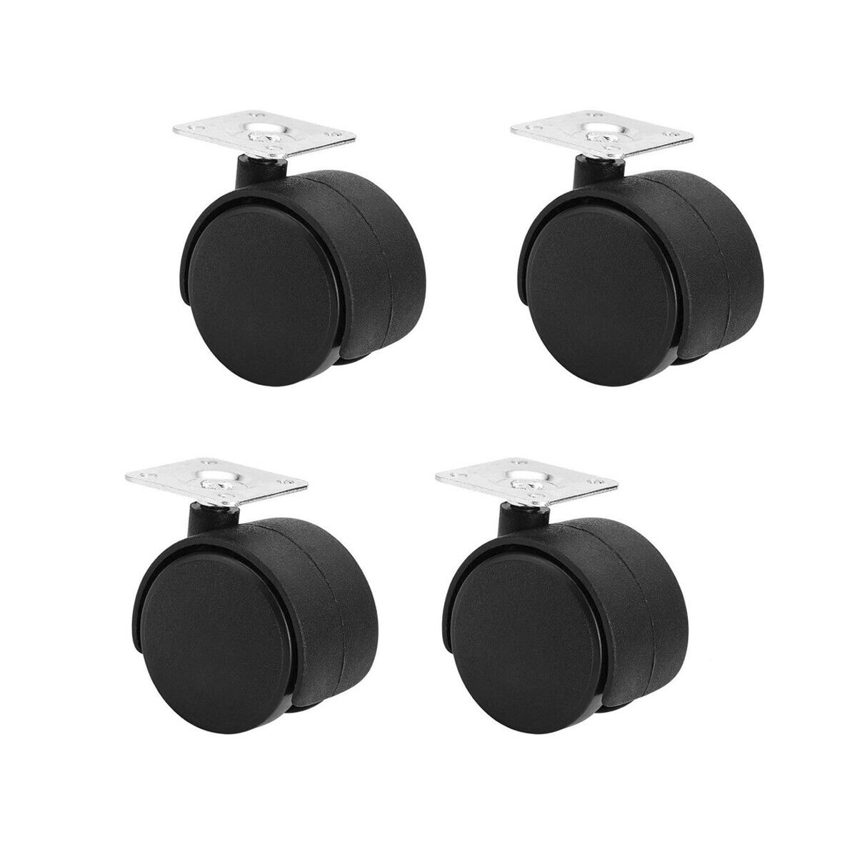 SET 4 RUOTE GIREVOLI A SFERA NERE DA 50MM RICAMBIO PER RUOTA SEDIA MOBILE STAFFA