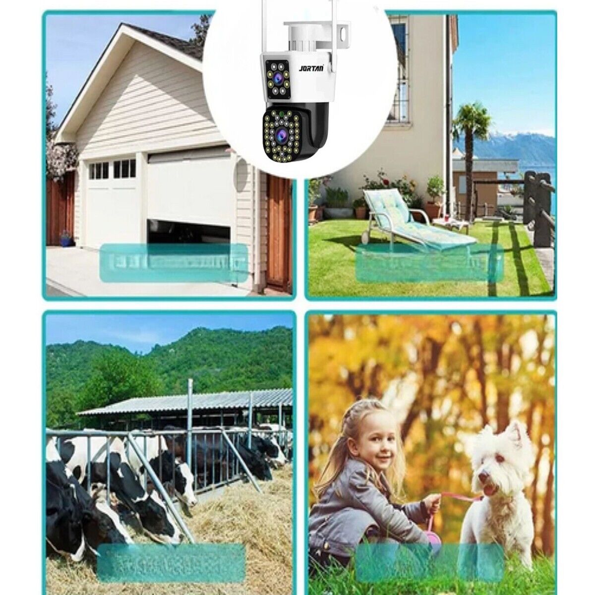 TELECAMERA VIDEOSORVEGLIANZA WIFI DOPPIA LENTE LED 3.6MM 2 ANTENNE JT-8293QJ