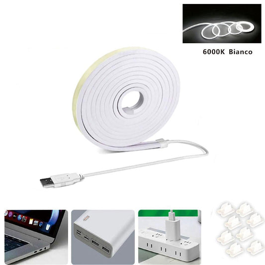 RUBAN LED FLEXIBLE CROCHETS RAIL PLAFOND ÉCRITURE USB LUMIÈRE BLANC FROID