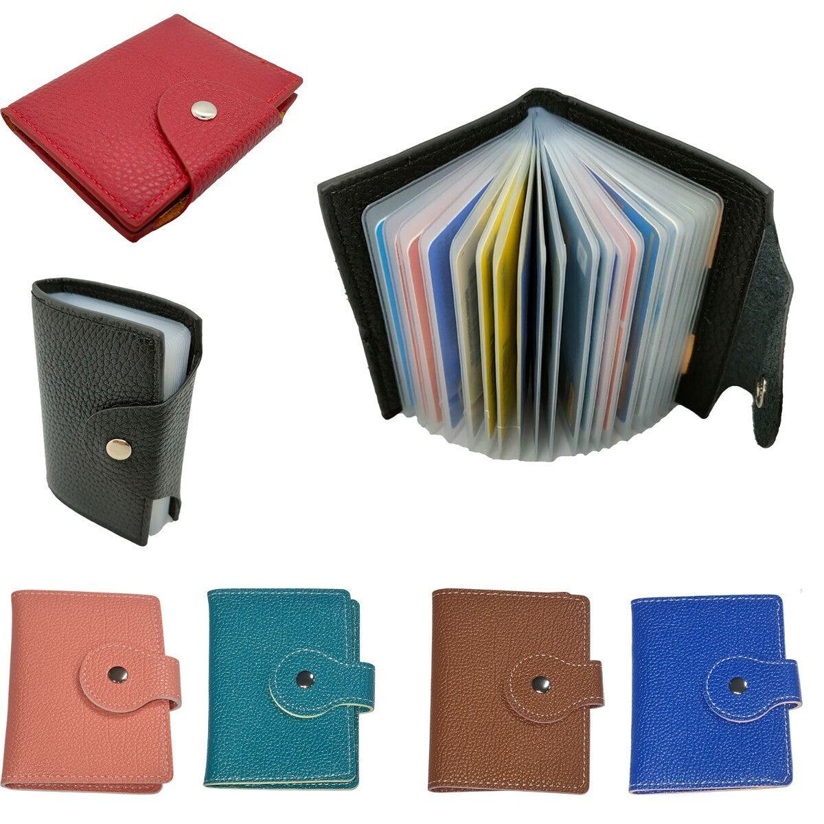PORTEFEUILLE PORTE-CARTES CRÉDIT SIMILI CUIR SOUPLE 20 POCHES SLIM DOCUMENTS
