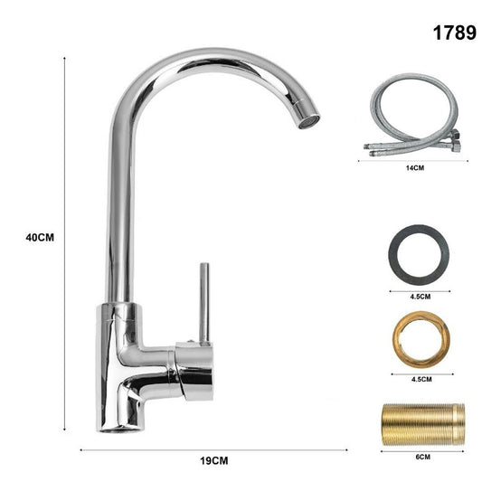 RUBINETTO MISCELATORE CROMATO CASA CUCINA LAVABO LAVANDINO KIT MONTAGGIO 1789