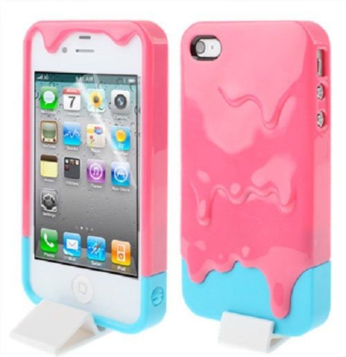 CUSTODIA COVER GELATO ICE CREAM 3 D 3D MELT PER APPLE IPHONE 4 E 4S FUXIA BLU