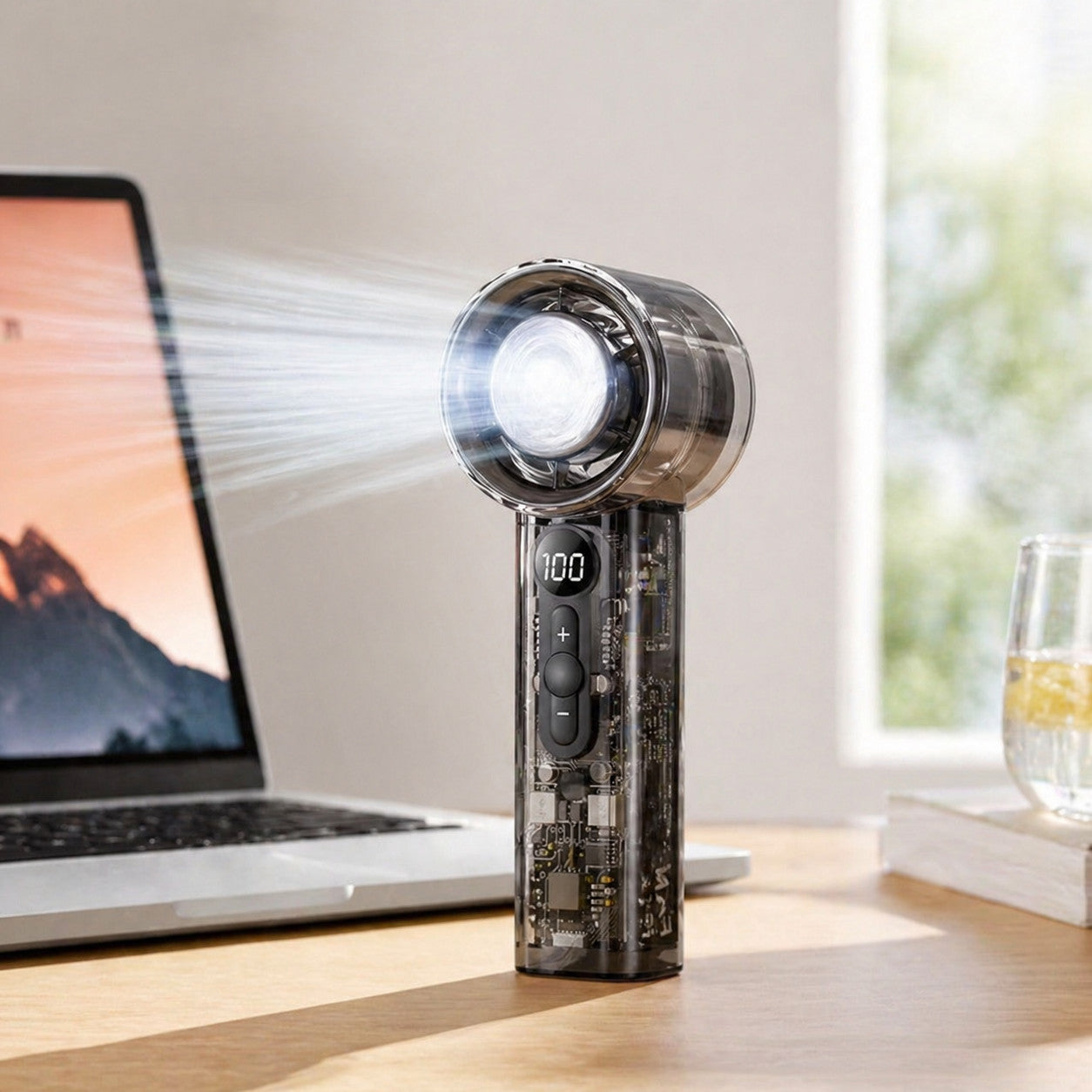 VENTILATEUR PORTABLE RECHARGEABLE VITESSE MINI USB AFFICHAGE NUMÉRIQUE AS-07121