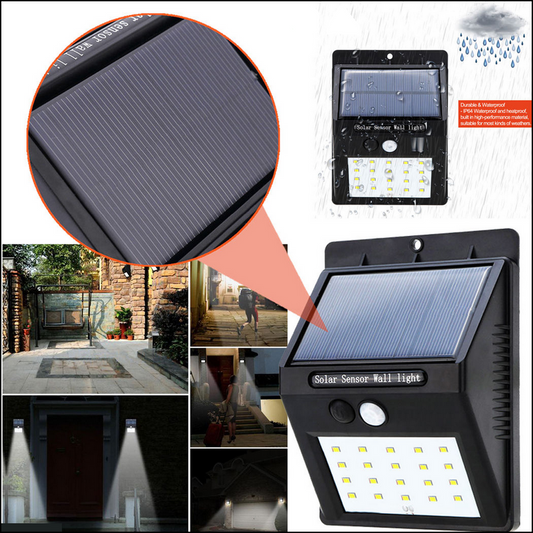 PROJECTEUR SPOT 25 LED AVEC PANNEAU SOLAIRE RECHARGEABLE DÉTECTEUR DE MOUVEMENT EXTÉRIEUR