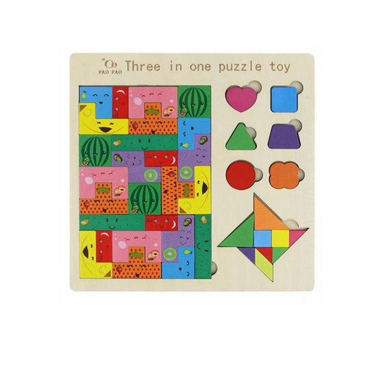 PUZZLE EN BOIS ÉDUCATIF SYMBOLES COLORÉS FORMES GÉOMÉTRIQUES MONTESSORI 07286