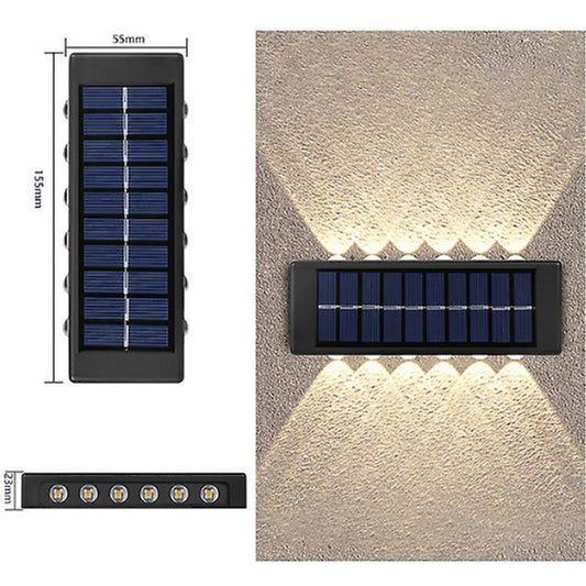 APPLIQUE LAMPE 12 LED MURALE SOLAIRE IP65 BIDIRECTIONNELLE JARDIN TE-B0570