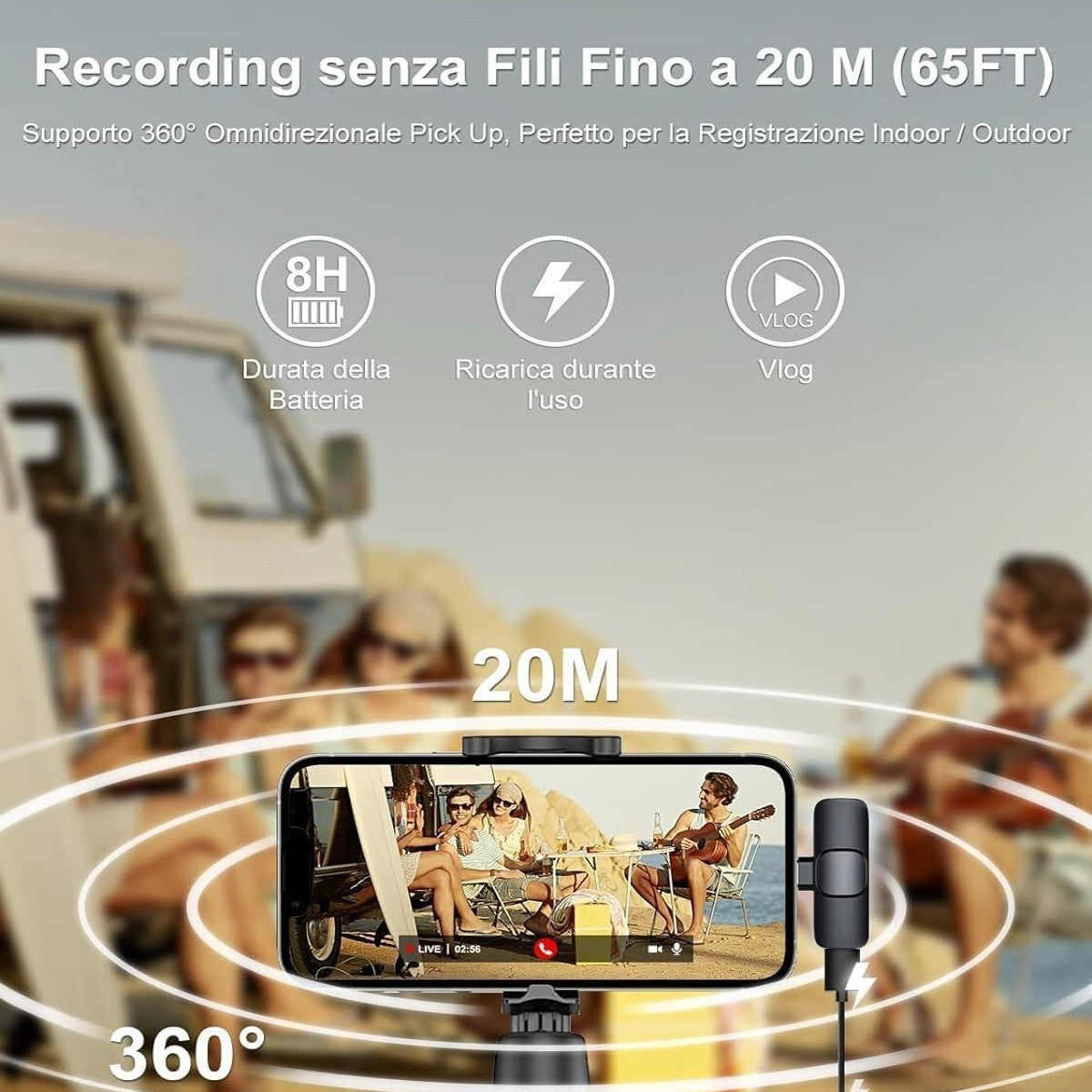 2 MICROFONI LAVALIER LIGHTNING INTERVISTE VIDEO REGISTRA MICROFONO AUDIO AC48829
