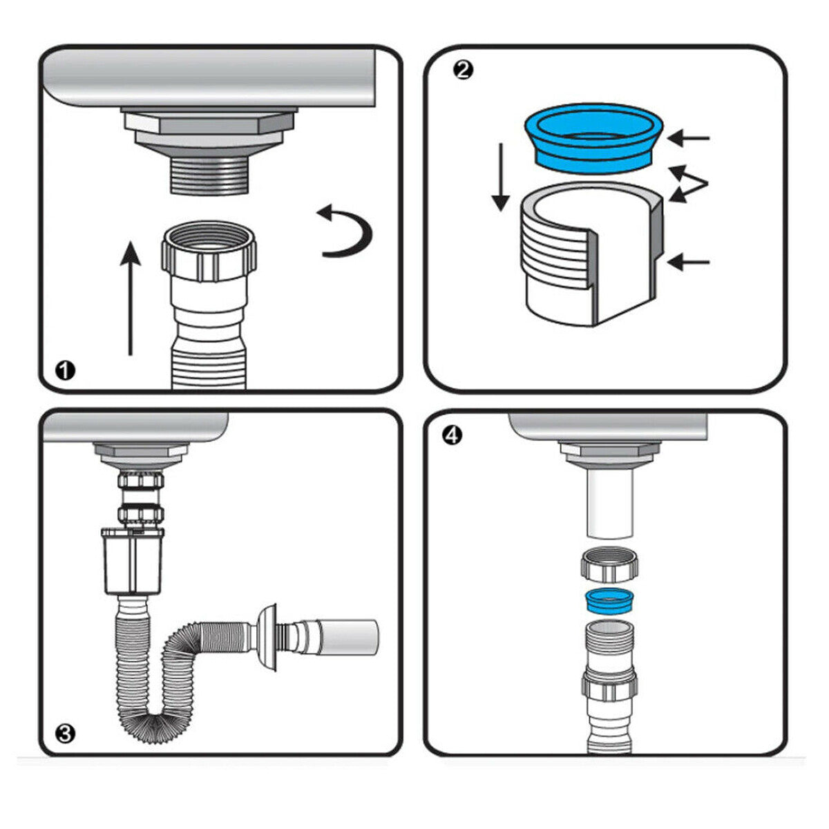 TUBO PER LAVELLO UNIVERSALE FLESSIBILE LAVABO 1-1/2 SCARICO FOGNARIO DGO-167