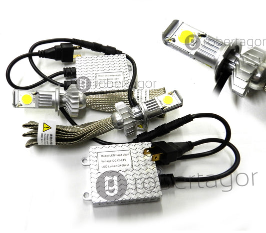 PAIRE AMPOULES PHARES VOITURE RECHANGE 2 LED 2HL H7 W HAUTE LUMINOSITÉ BLANC FROID