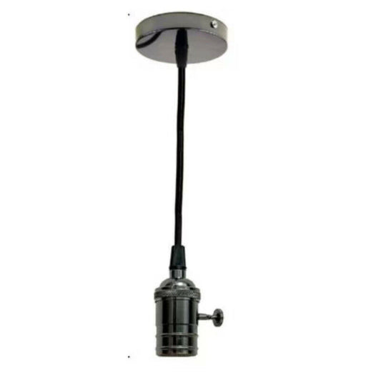 PORTALAMPADA LAMPADARIO SOSPENSIONE SOFFITTO PENDENTE VINTAGE 2MT NERO PERLA