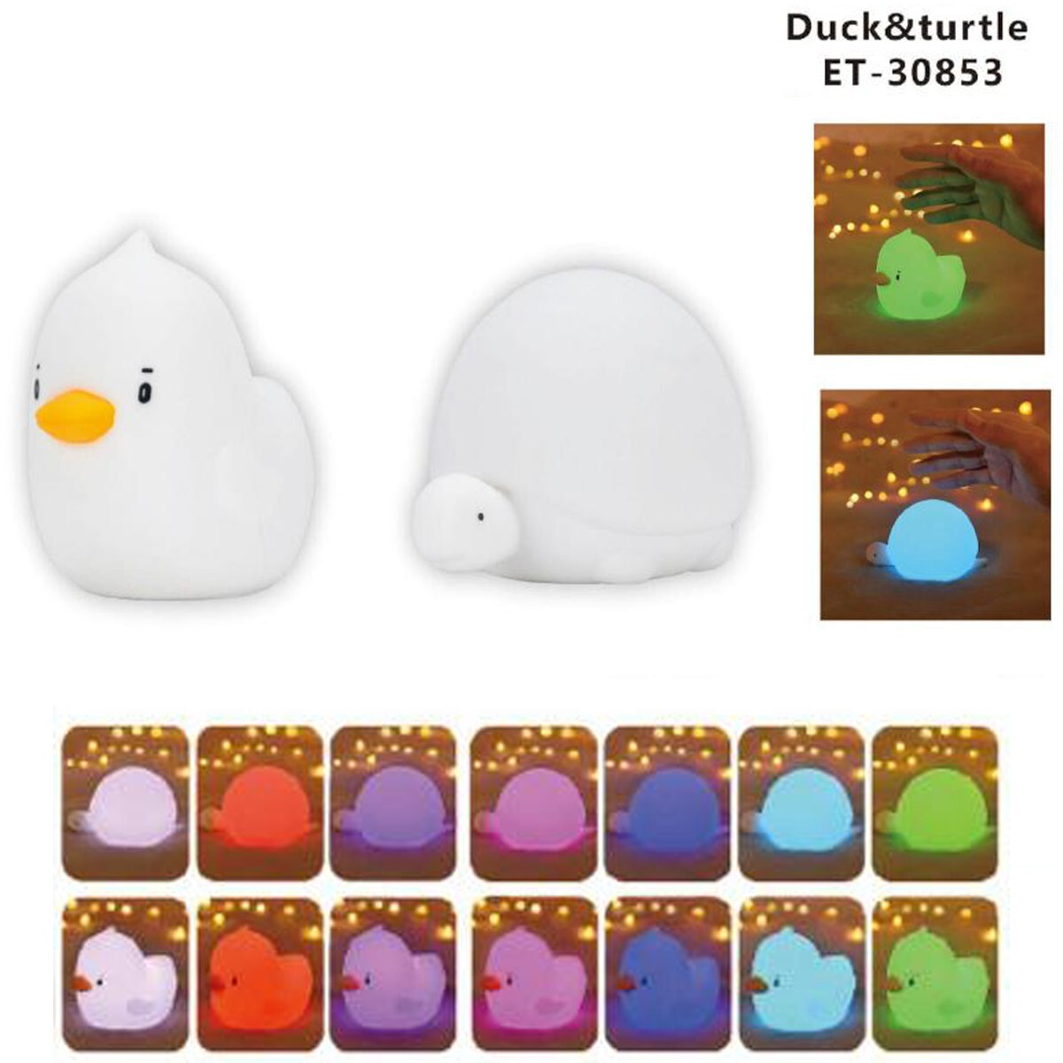 LAMPE VEILLEUSE LED SILICONE TABLE CHEVET ENFANTS RVB CANARD TORTUE