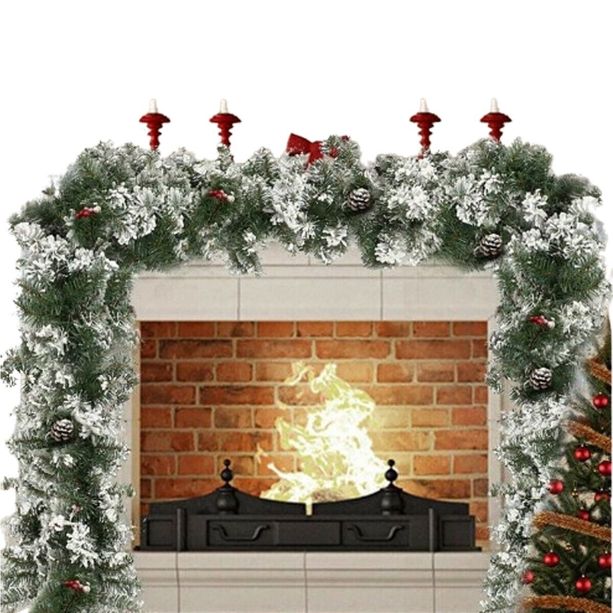 GHIRLANDA DI NATALE ADDOBBI RAMI BACCHE NEVE ARCO DECORAZIONI TRALCIO INNEVATO