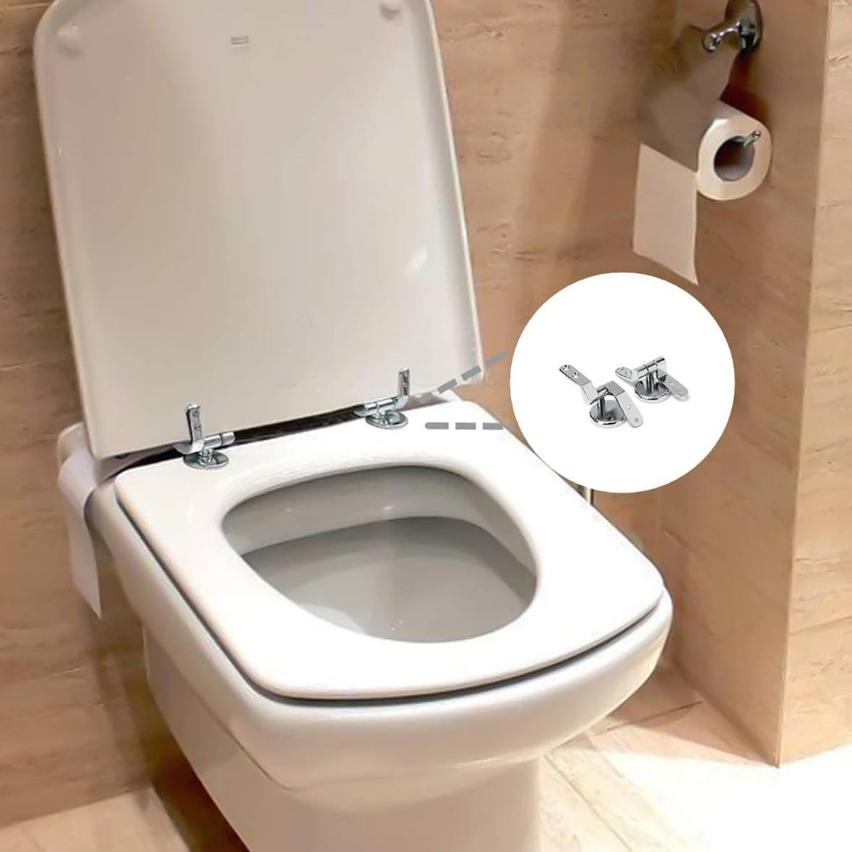 KIT CERNIERE METALLO 4CM MANIGLIE 57 E 54 MM COPRIWATER BAGNO WC GANCI 02058