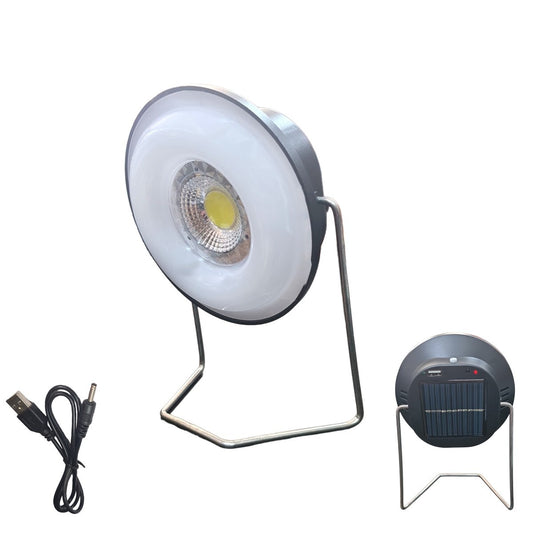 PROJECTEUR LED ROND ÉNERGIE PANNEAU SOLAIRE PORTABLE RECHARGEABLE USB CAMPING