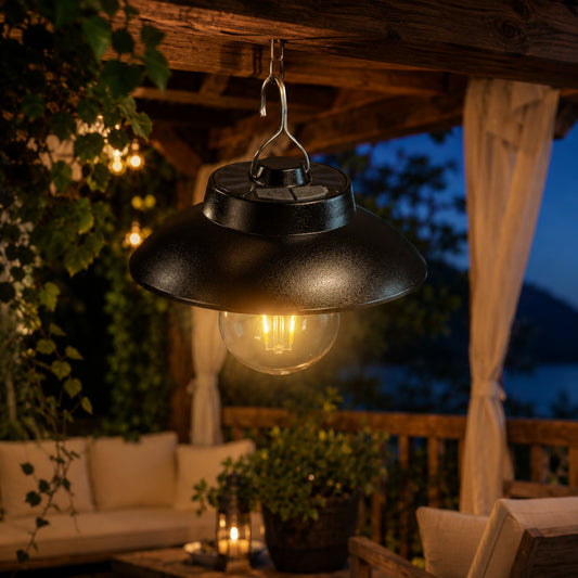 LAMPE DE CAMPING LED SOLAIRE RECHARGEABLE AVEC CROCHET LUMIÈRE CHAUDE 3000K TE-B0627