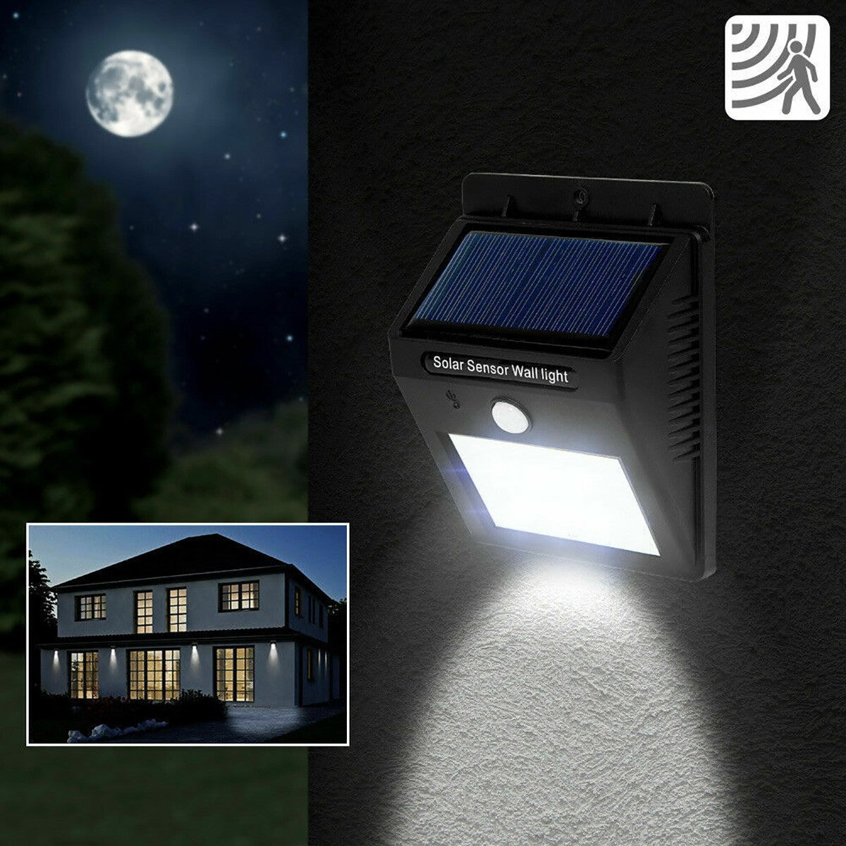 PROJECTEUR SOLAIRE EXTÉRIEUR 20 LED LAMPE JARDIN DÉTECTEUR DE MOUVEMENT LUMIÈRE