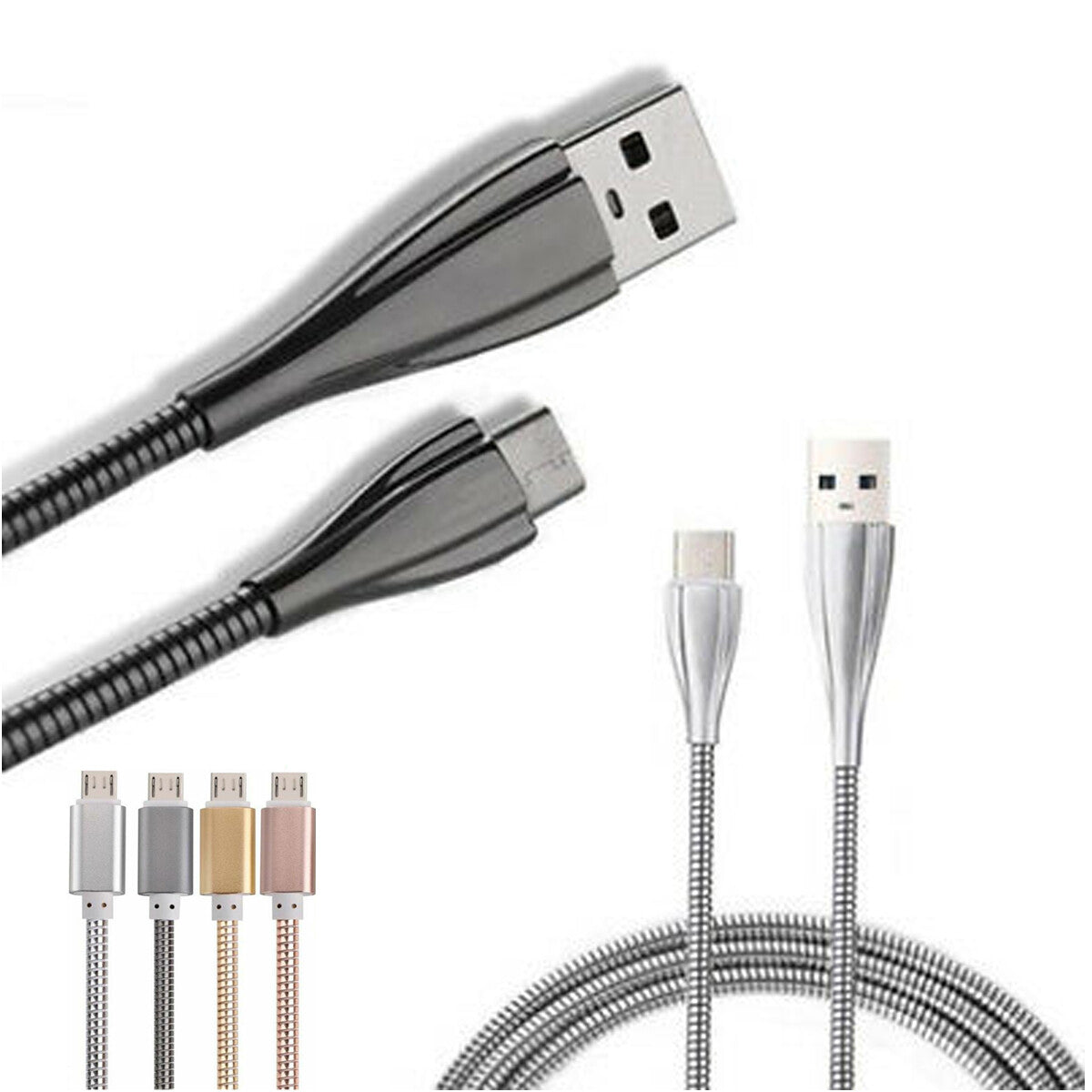 CÂBLE EN ACIER RECHARGE TRANSFERT DE DONNÉES smartphone ANDROID PC USB RÉSISTANT
