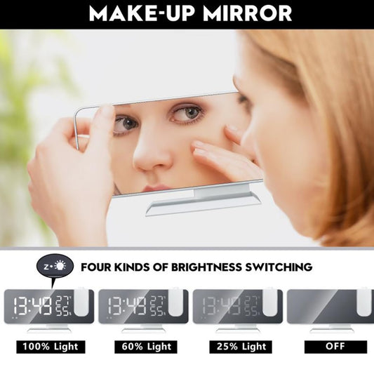 RÉVEIL PROJECTEUR MIROIR LED ÉCRAN LCD ÉLECTRIQUE NUMÉRIQUE HEURE