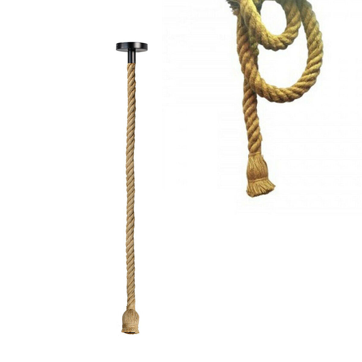 PORTA LAMPADA LAMPADARIO SOSPENSIONE PENDENTE SOFFITTO CORDA E27 NODO VINTAGE