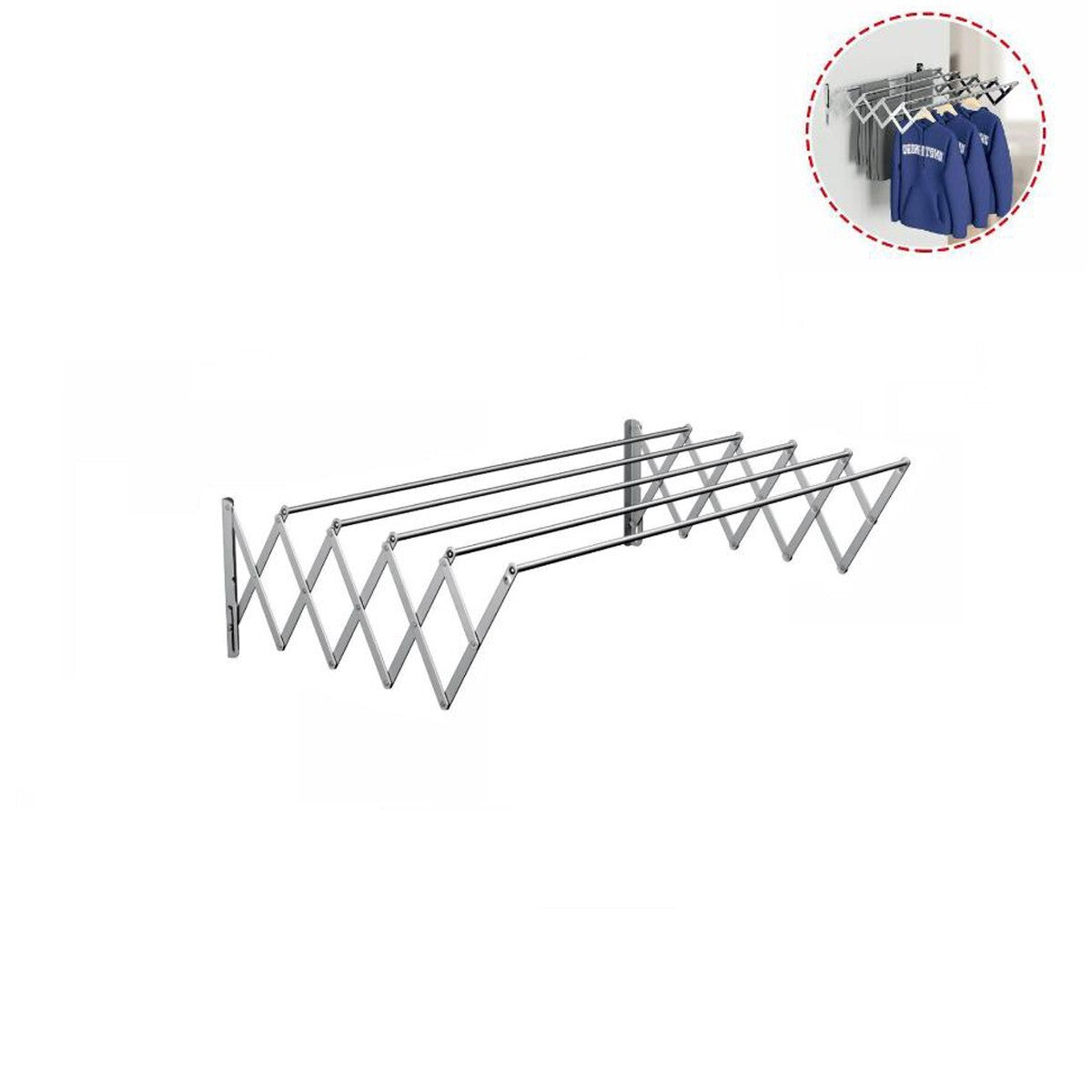 ÉTENDOIR MURAL EXTENSIBLE EN ALUMINIUM CHROMÉGAIN DE PLACE 80CM 73210