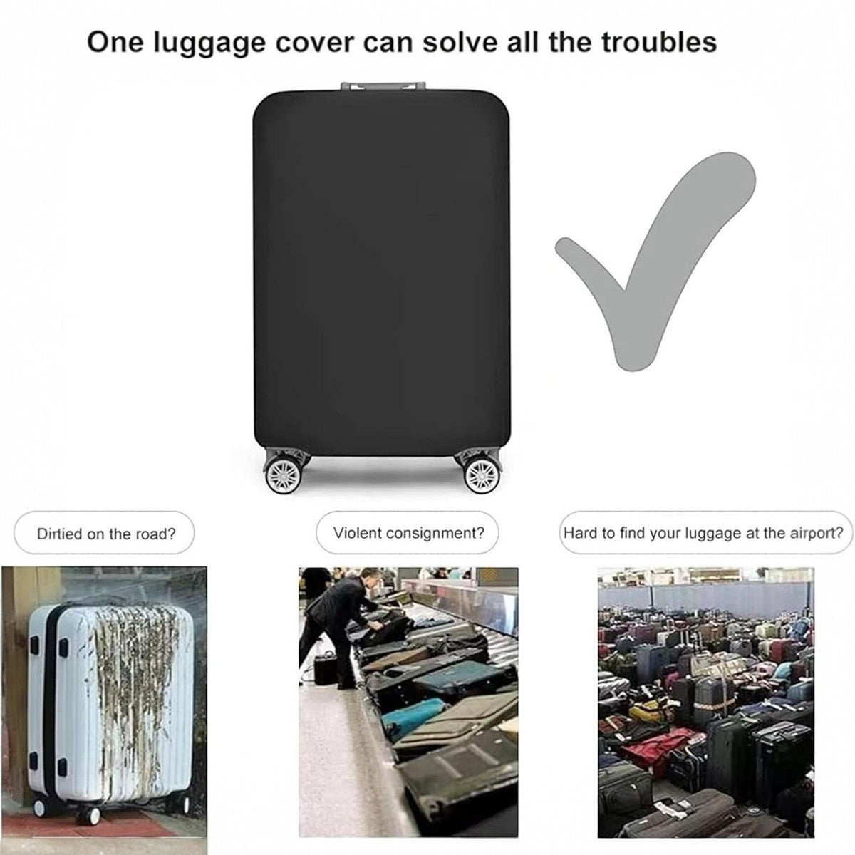 HOUSSE VALISE TROLLEY BAGAGE ÉLASTIQUE PROTECTION TAILLE XL