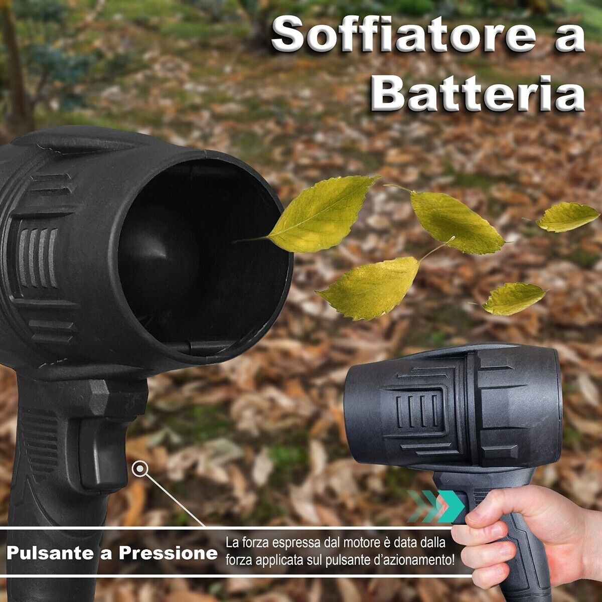 SOFFIATORE A DOPPIA BATTERIA 48 V PER FOGLIE ASCIUGATRICE TURBO VENTOLA PER AUTO