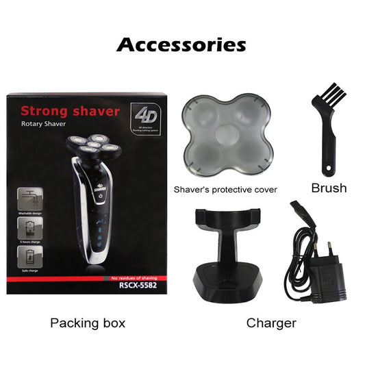 KIT RASOIO ELETTRICO UOMO BARBA NASO PULIZIA VISO IMPERMEABILE USB RICARICABILE