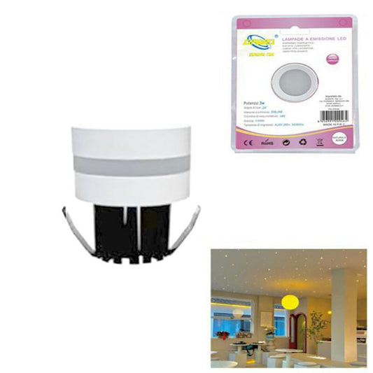 MINI SPOT LED 3W PLAFOND ROND ENCASTRABLE RESSORT 4CM LED BLANC NATUREL 4000K
