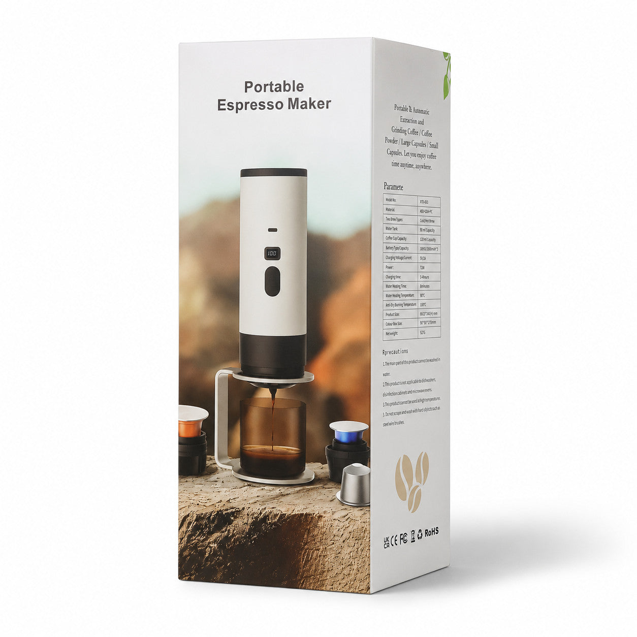 MACCHINA CAFFÈ ESPRESSO PORTATILE AUTOMATICA RICARICABILE CAPSULE E MACINATO