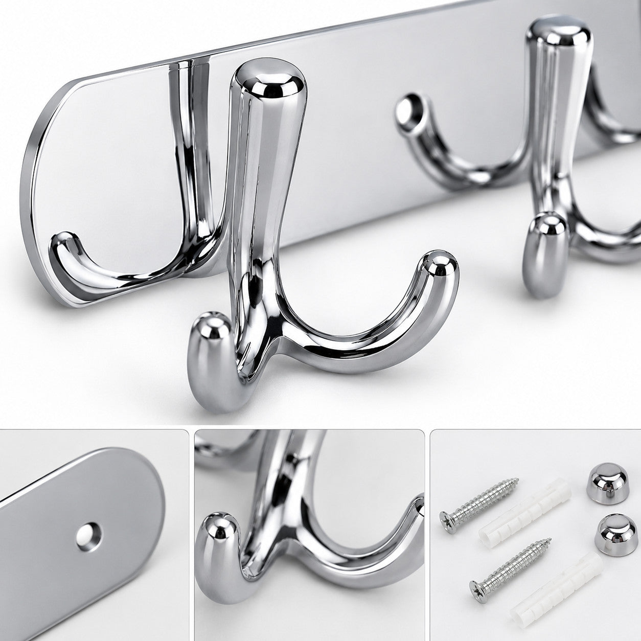 APPENDIABITI 3 GANCI BAGNO MURO GANCIO ASCIUGAMANI CASA CROMATO DA PARETE 03455
