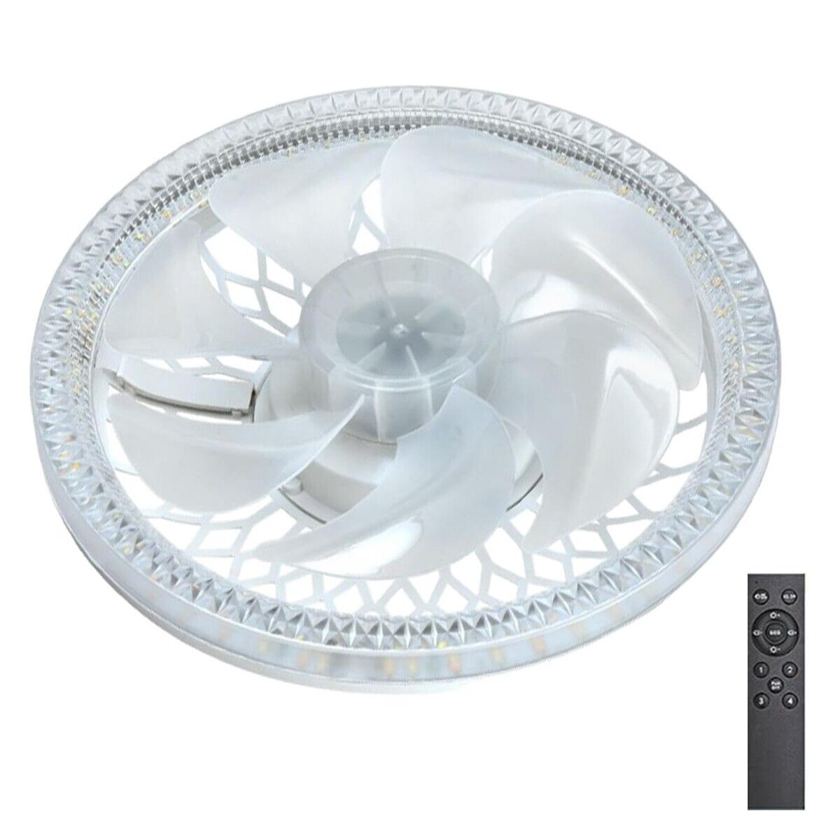 LAMPADA VENTILATORE PLAFONIERA LED SOFFITTO E27 DIMMERABILE CON TELECOMANDO 48W