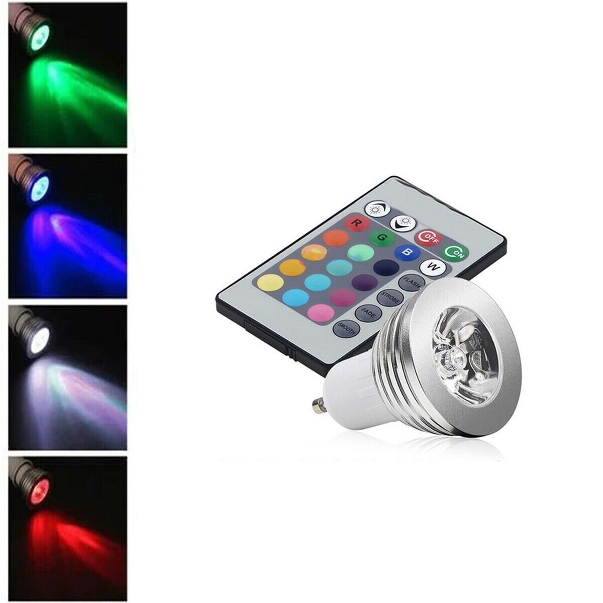 FARETTO LED LUCE RGB GU10 LAMPADINA 5W MULTICOLORE PROGRAMMABILE TELECOMANDO