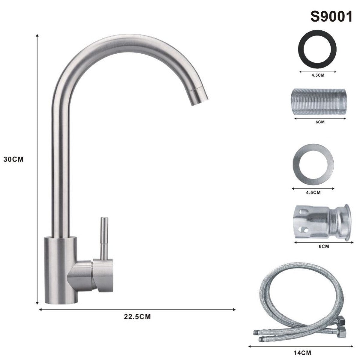 ROBINET MITIGEUR CHROMÉ MAISON CUISINE LAVABO ÉVIER KIT DE MONTAGE S9001