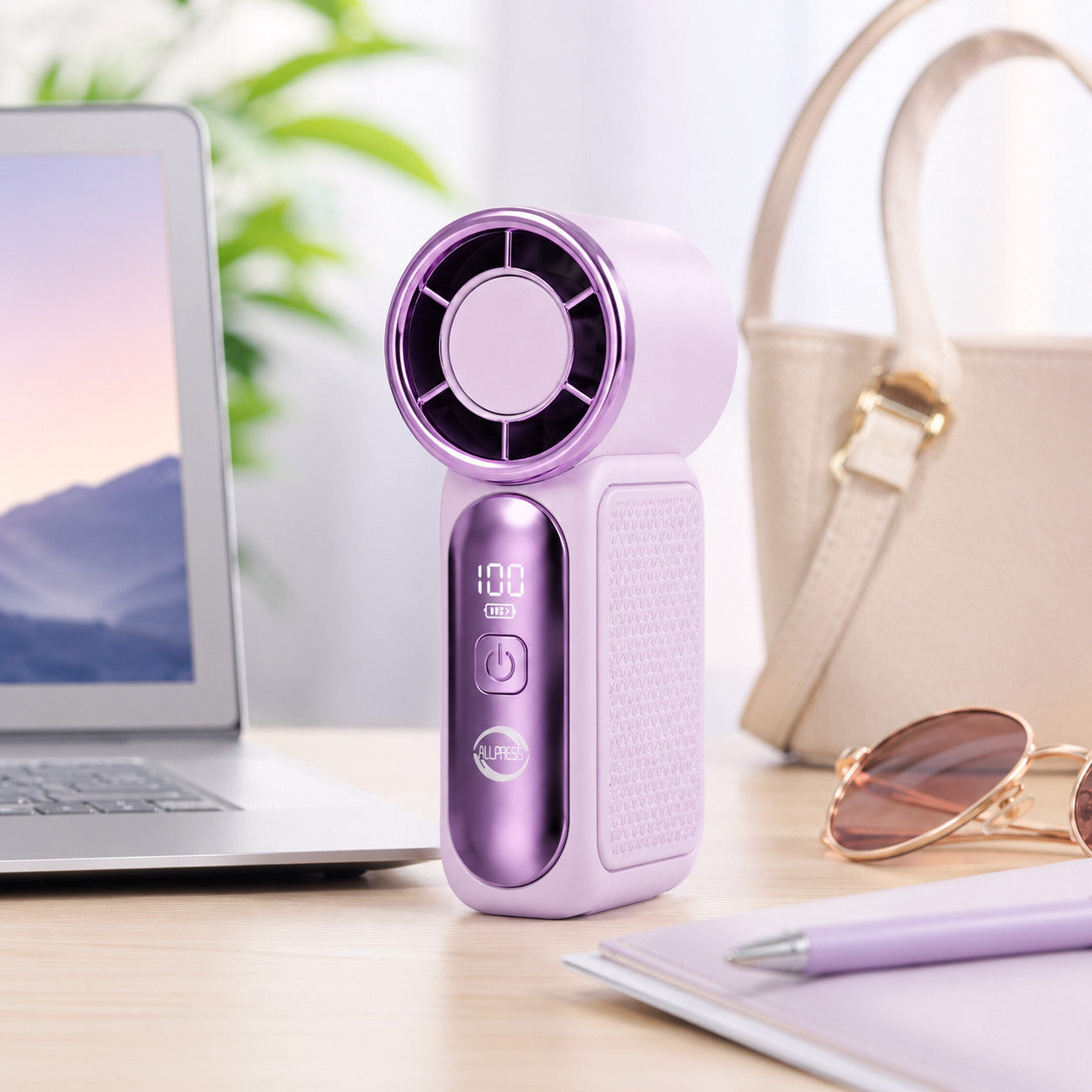 MINI VENTILATORE PORTATILE USB RICARICABILE DISPLAY VIAGGIO VELOCITA' CASA