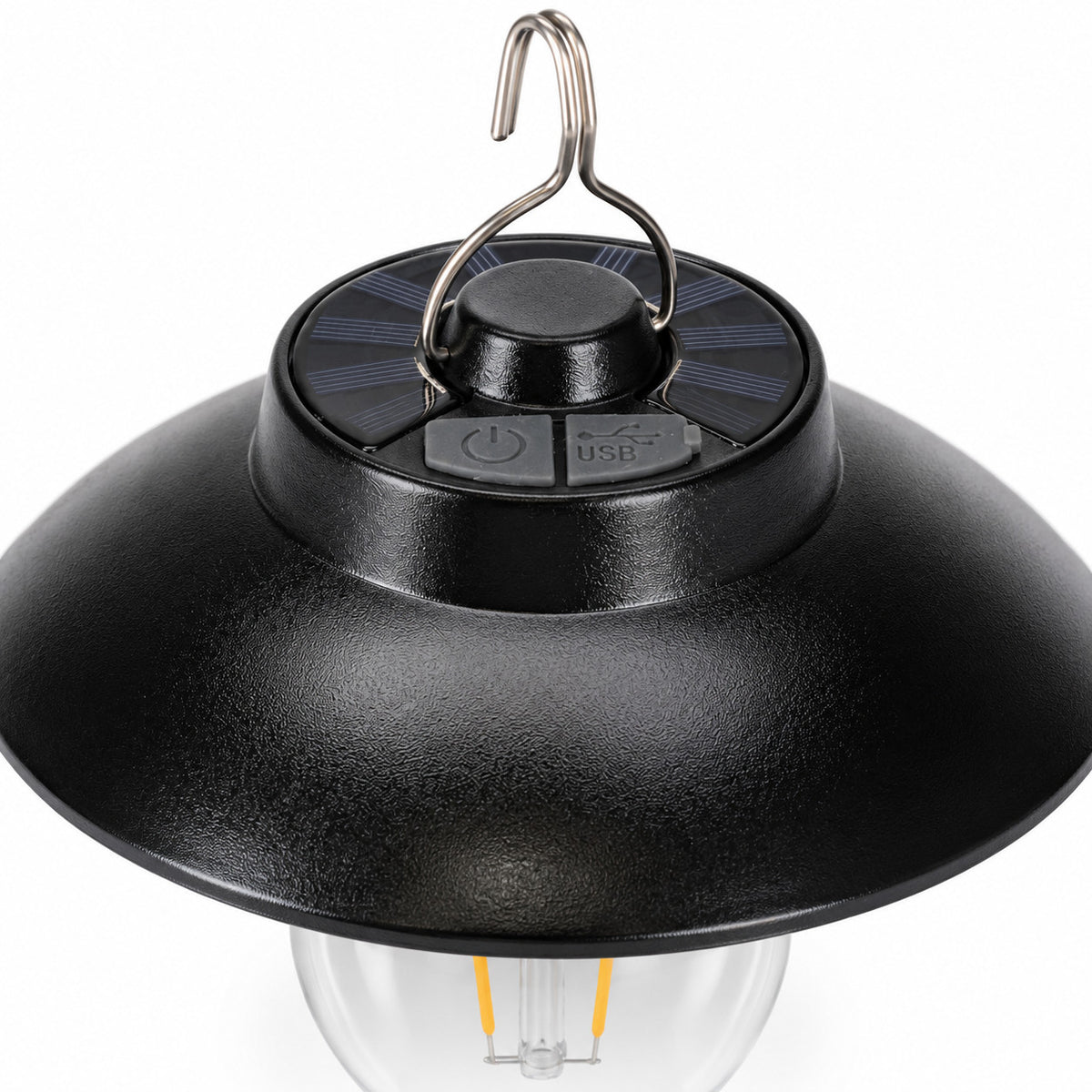 LAMPE DE CAMPING LED SOLAIRE RECHARGEABLE AVEC CROCHET LUMIÈRE CHAUDE 3000K TE-B0627