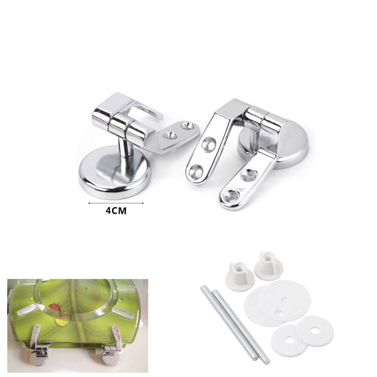 KIT CERNIERE METALLO 4CM MANIGLIE 57 E 54 MM COPRIWATER BAGNO WC GANCI 02058