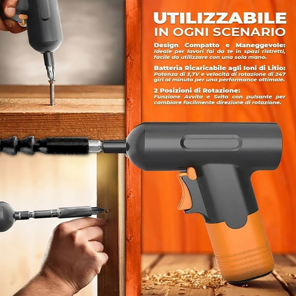 MINI TRAPANO AVVITATORE RICARICABILE CORDLESS KIT PUNTE USB CASA FAI DA TE