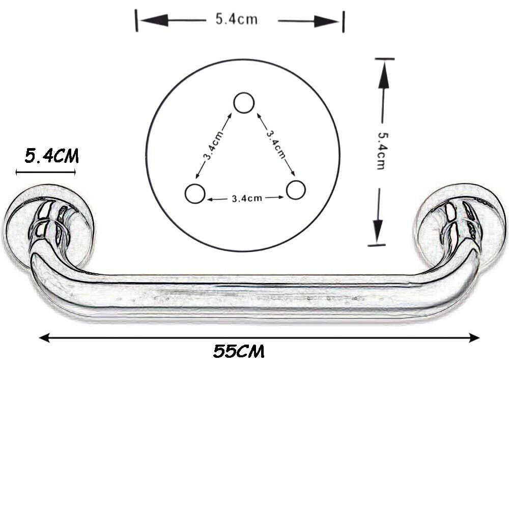 MANIGLIONE SICUREZZA BAGNO ALLUMINIO CROMATO SOSTEGNO ANZIANI DISABILI 55CM 1926