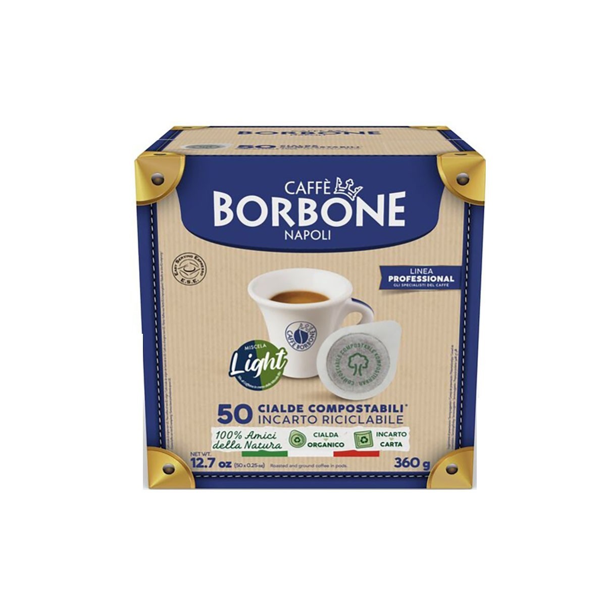 CAFFÈ BORBONE NAPOLI MISCELA LIGHT 50 CIALDE ESE 44MM COMPOSTABILI MONODOSE