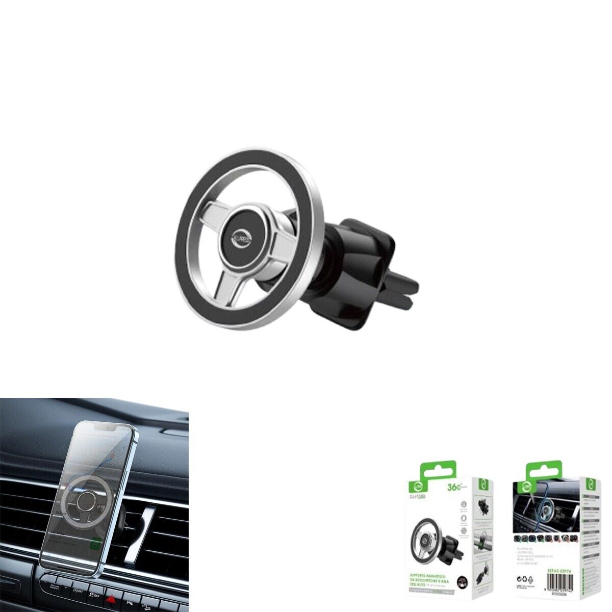 SUPPORTO MAGNETICO CALAMITA PER CELLULARE SMARTPHONE DA AUTO BOCCHETTE ARIA