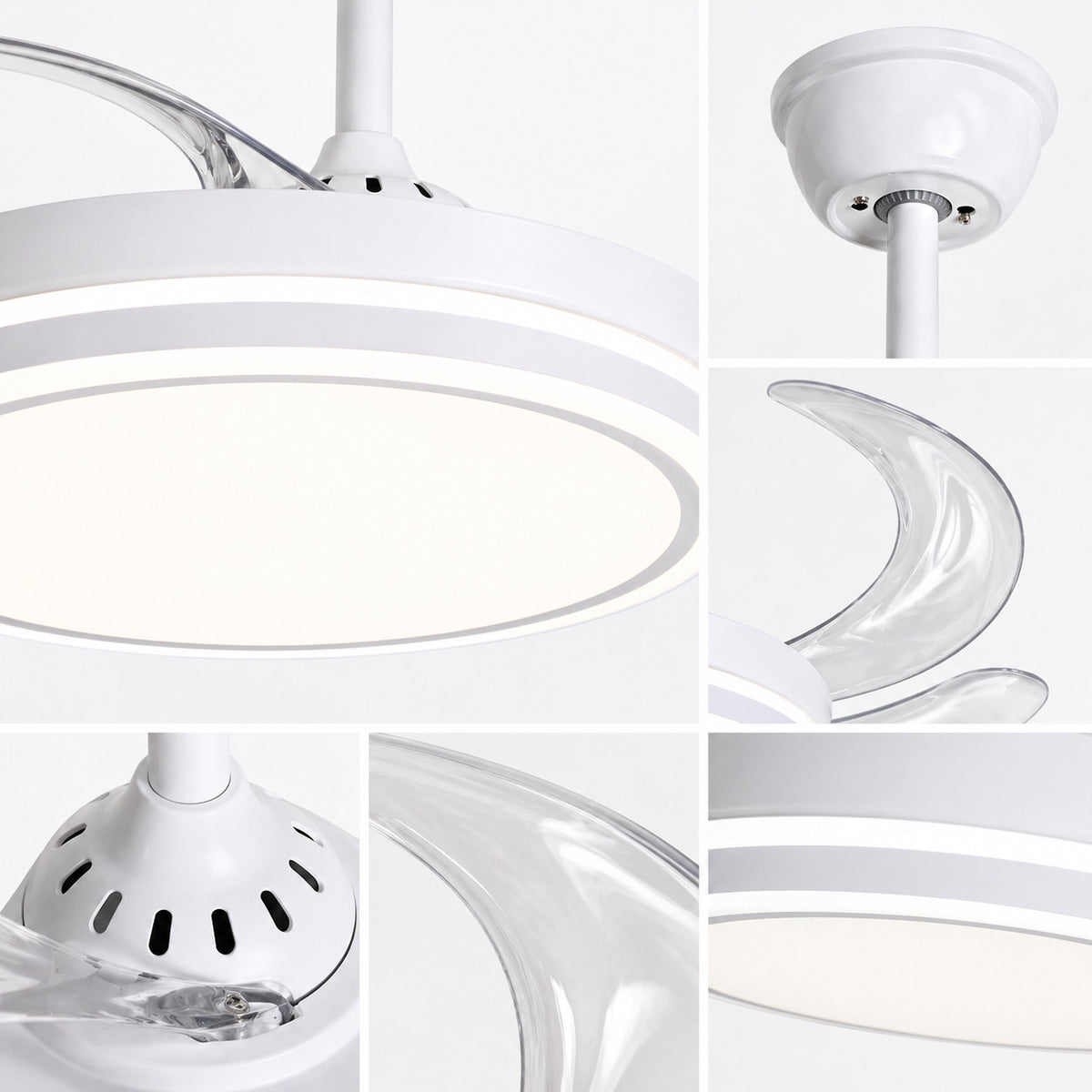 VENTILATORE SOFFITTO LUCE LED 60W PALE SCOMPARSA 42" TELECOMANDO 8933K